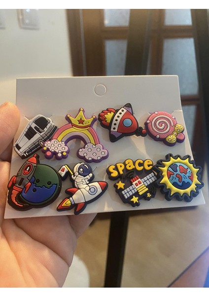 Crocs Terlik Süsü 8'li Uzay Space Set Jibbitz 8 Adet Terlik Süsü