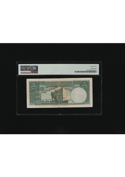 5 Tl Beş Türk Lirası 1937 P 127 Pmg 25 Çt S/n E18 82770/ 2. Ems 1.tertip