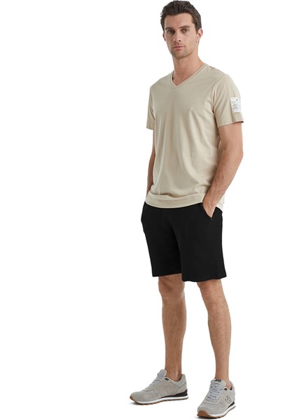 V Yaka Baskılı Açık Kahve Erkek T-Shirt 40450 fiyatları