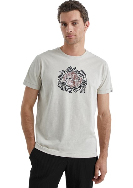 Yuvarlak Yaka Düz Kum Erkek T-Shirt 40453 fiyatları