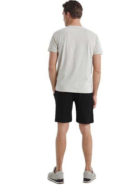Yuvarlak Yaka Düz Kum Erkek T-Shirt 40453 modelleri