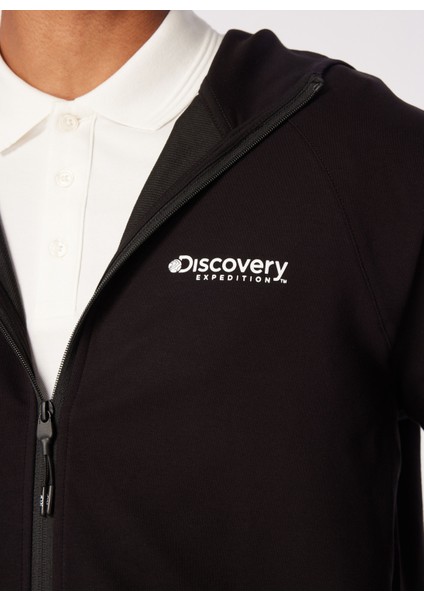 Discovery Expedition Siyah Erkek Kapüşonlu Relaxed Sweatmont DS4M-SWT3232