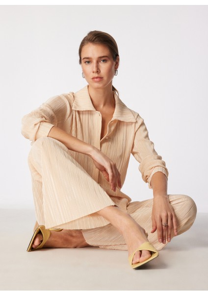 Yüksek Bel Pilise Taş Kadın Pantolon SPBF4SL-PNT5050