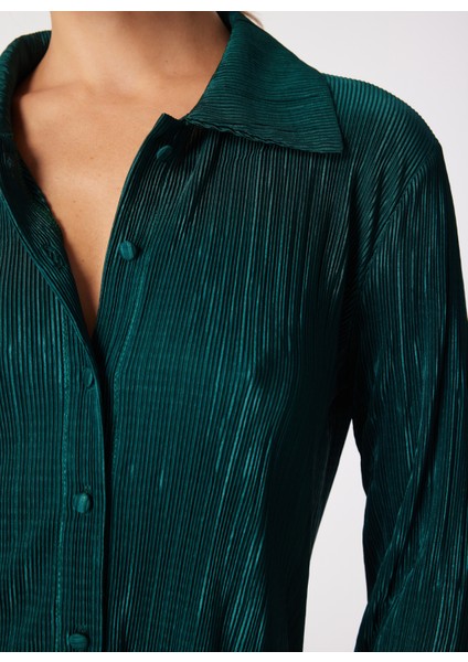 Rahat Gömlek Yaka Düz Yeşil Kadın Gömlek SPBF4SL-GML5590 fırsatları