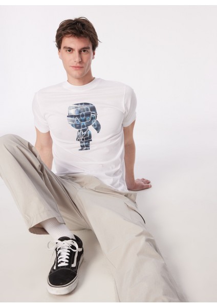 Bisiklet Yaka Beyaz Erkek T-Shirt 755424542241