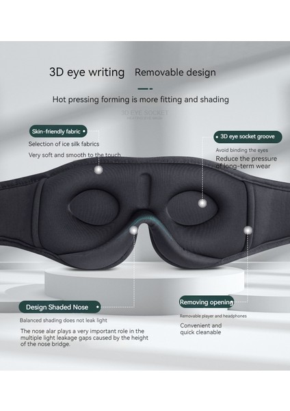 3D Bluetooth 5.0 Kablosuz Kulaklık Başa Takılan Işık Koruyucu Hafızalı Köpük Göz Maskesi (Yurt Dışından)