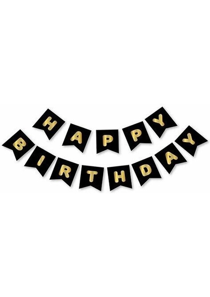 Siyah Karton Üzeri Gold Altın Yaldızlı Happy Birthday Yazılı Doğum Günü Partisi Yazı Banner Süs Ve 20 Adet (Siyah Ve Fuşya,) Balon Süsleme Seti fiyatları