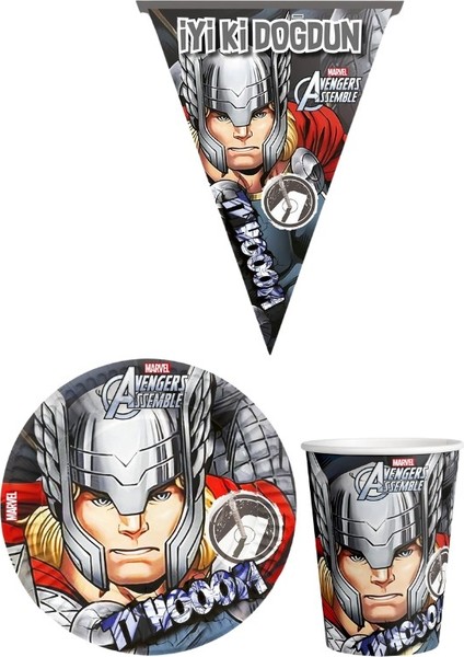 Thors 8 Kişilik Erkek Doğum Günü Mini Set Erkek Çocuk Parti Seti Süsleme