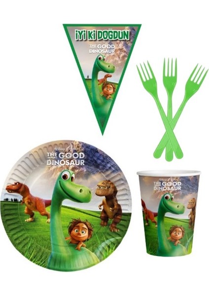 Dinozor 8 Kişilik Erkek Doğum Günü 4 Parçalı Mini Set Erkek Çocuk Parti Seti Süsleme