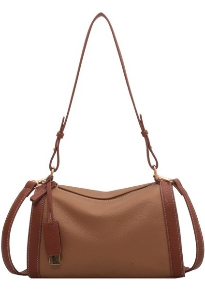 Büyük Kapasiteli Kontrast Renkli Yastık Çanta Kadın Banliyö Tüm Maç Omuzdan Askili Çanta Lychee Doku Trendy Askılı Çanta (Yurt Dışından)