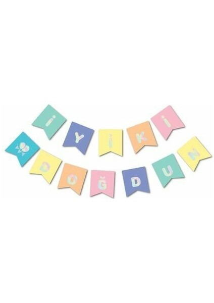 Makaron Karton Üzeri Gümüş Gri Yaldızlı Iyiki Doğdun yazılı Doğum Günü Partisi Yazı Banner Süs Ve 20 Adet Makaron Karışık Renk balon Süsleme Seti fiyatları