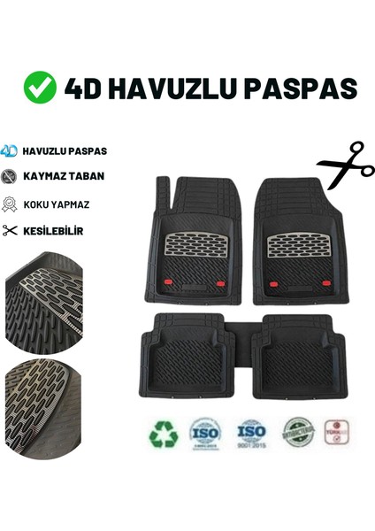 Mitsubishi Lancer 2009 Havuzlu Üniversal Paspas Siyah - Gri