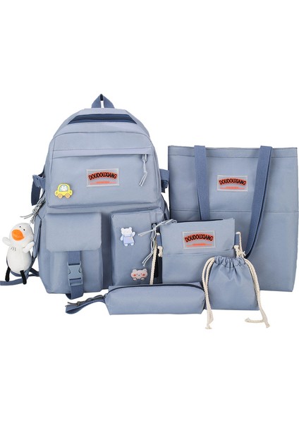 Öğrenci Okul Çantası Dört Parçalı Yeni Kore Moda Naylon Sırt Çantası Kadın Büyük Kapasiteli Sırt Çantası (Yurt Dışından)