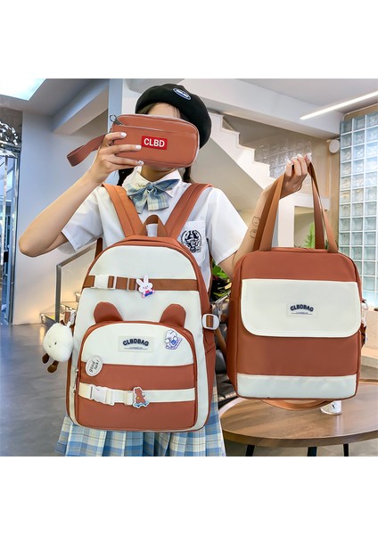 Ilkokul Okul Çantası Üç Parçalı Yeni Renk Renk Naylon Büyük Kapasiteli Çocuk Sırt Çantası Gelgit Serin Sırt Çantası (Yurt Dışından) fırsatları