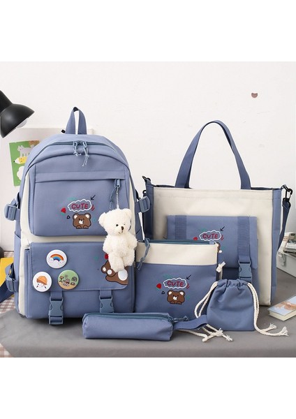 Yeni Ilkokul Okul Çantası Beş Parçalı Kadın Hafif Sevimli Çanta Öğrenci Sırt Çantası Kız Sırt Çantası (Yurt Dışından) fırsatları