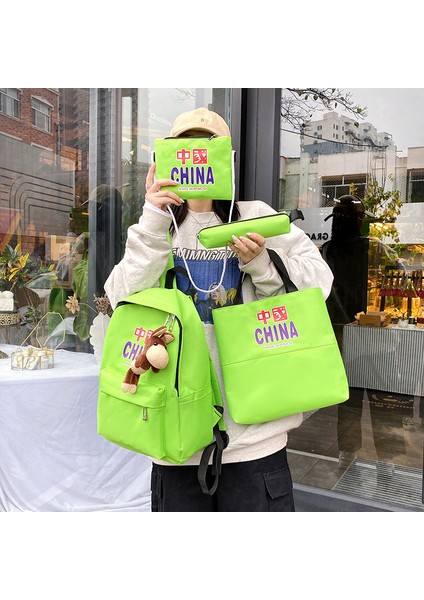 Yeni Ilkokul Okul Çantası Dört Parçalı Düz Renk Sırt Çantası Oxford Kumaş Su Geçirmez Sırt Çantası (Yurt Dışından) fiyatları