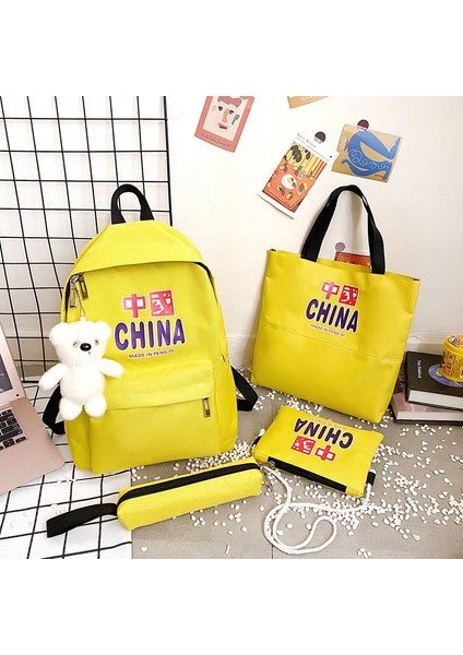 Yeni Ilkokul Okul Çantası Dört Parçalı Düz Renk Sırt Çantası Oxford Kumaş Su Geçirmez Sırt Çantası (Yurt Dışından) indirimleri