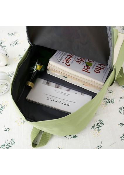 Öğrenci Dört Parçalı Okul Çantası Yeni Alfabe Baskılı Kampüs Sırt Çantası Makyaj Sınıfı Büyük Kapasiteli Sırt Çantası (Yurt Dışından) indirimleri