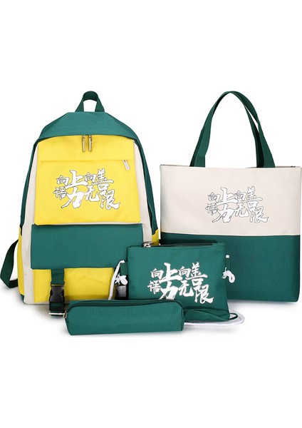 Ilkokul Okul Çantası Dört Parçalı Yeni Oxford Kumaş Büyük Kapasiteli Sırt Çantası Kadın (Yurt Dışından)
