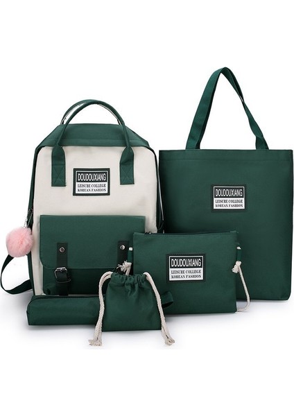 Beş Parçalı Okul Çantası Yeni Kız Ortaokul Lise Ilkokul 3. ve 6. Sınıf Hafif Sırt Çantası Büyük Kapasiteli Sırt Çantası (Yurt Dışından) fırsatları