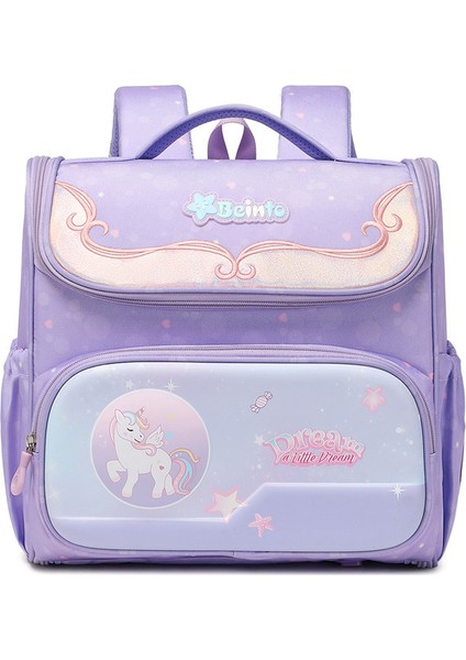 Yatay Okul Çantası, Hafif Omurga Koruyucu Karikatür, Büyük Kapasiteli Okul Çantası, Su Geçirmez ve Aşınmaya Dayanıklı Çocuk Sırt Çantası (Yurt Dışından)