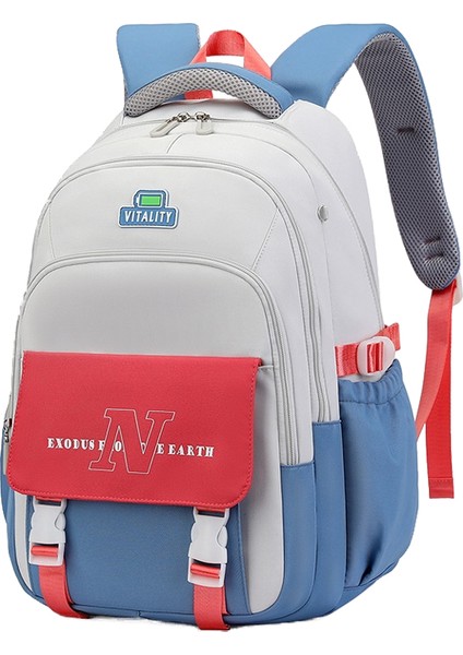 Öğrenci Okul Çantası, Modaya Uygun Kontrast Renkli Hafif, Büyük Kapasiteli, Su Geçirmez Sırt Çantası (Yurt Dışından)