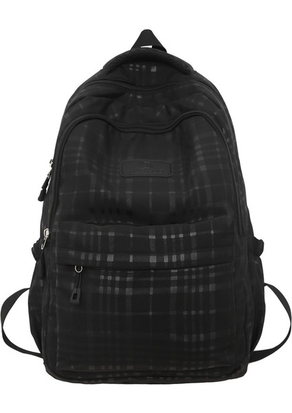 Öğrenci Okul Çantası Basit Ekose Büyük Kapasiteli Öğrenci Sırt Çantası (Yurt Dışından)