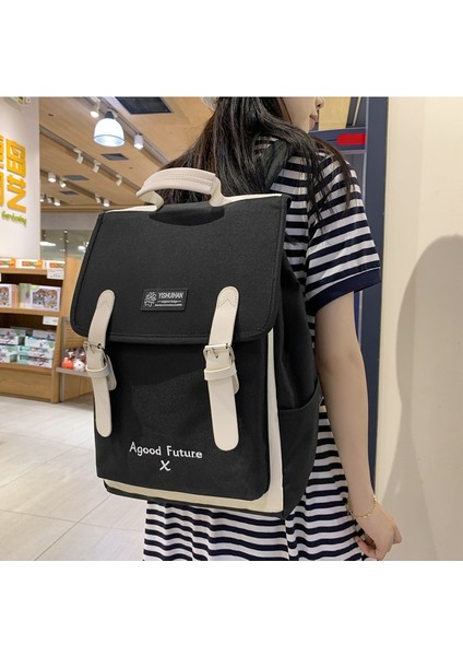 Yeni Büyük Kapasiteli Sırt Çantası Taşınabilir Öğrenci Okul Çantası Kore Düz Renk Basit Vahşi Gündelik Sırt Çantası (Yurt Dışından) fiyatları