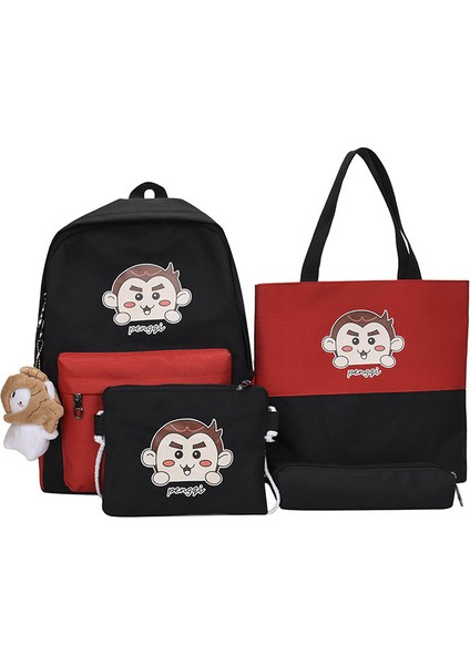 Ilkokul Okul Çantası Dört Parçalı Yeni Büyük Kapasiteli Sırt Çantası Kadın Ders Çantası Kalem Çantası (Yurt Dışından)