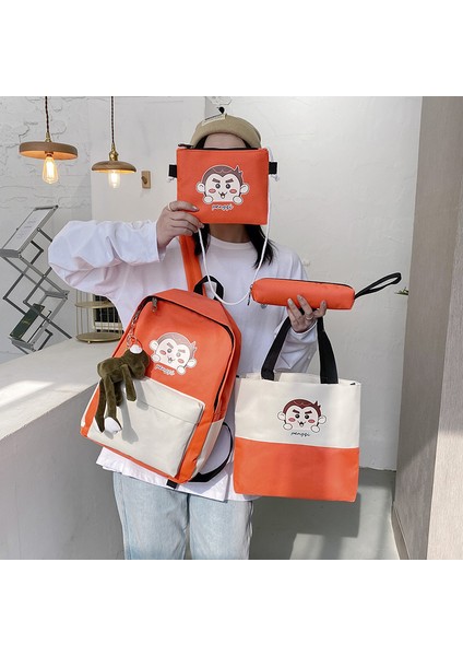 Ilkokul Okul Çantası Dört Parçalı Yeni Büyük Kapasiteli Sırt Çantası Kadın Ders Çantası Kalem Çantası (Yurt Dışından) modelleri