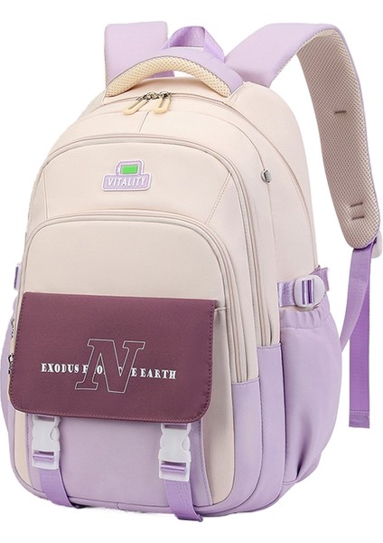 Öğrenci Okul Çantası, Modaya Uygun Kontrast Renkli Hafif, Büyük Kapasiteli, Su Geçirmez Sırt Çantası (Yurt Dışından)