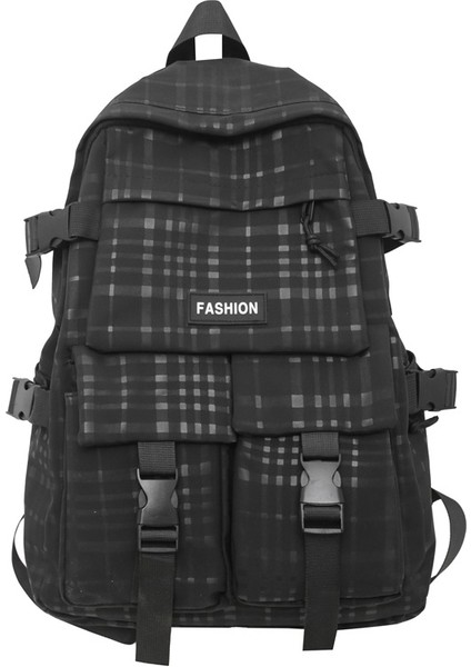 Çalışma Tarzı Sırt Çantası, Büyük Kapasiteli Ekose Moda Öğrenci Okul Çantası, Kampüs Sırt Çantası (Yurt Dışından)