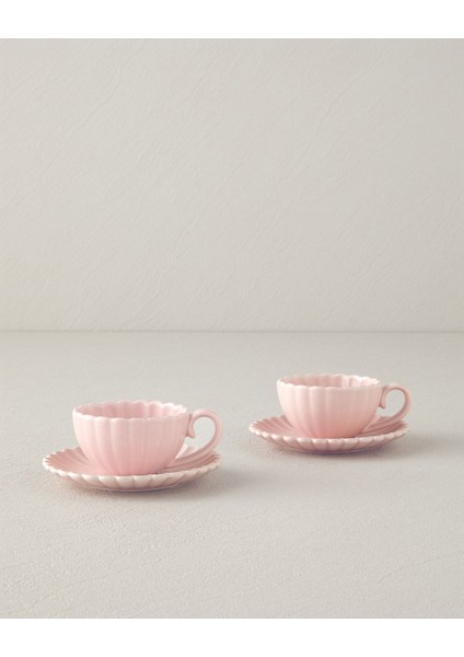 English Home Fiore New Bone China 4 Parça 2 Kişilik Kahve Fincan Takımı Pudra