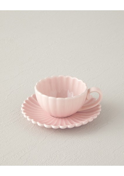 English Home Fiore New Bone China 4 Parça 2 Kişilik Kahve Fincan Takımı Pudra