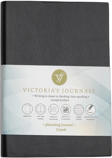 Victoria's Journals Smyth Esnek Kapak Planlayıcı Çizgili Defter 14 x 20 cm Siyah