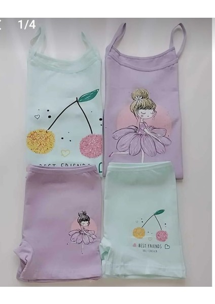 Kız Çocuk Resimli Atlet & Boxer Takım 2'li