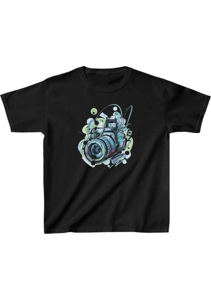 Unisex Çocuk Baskılı T-Shirt - Siyah