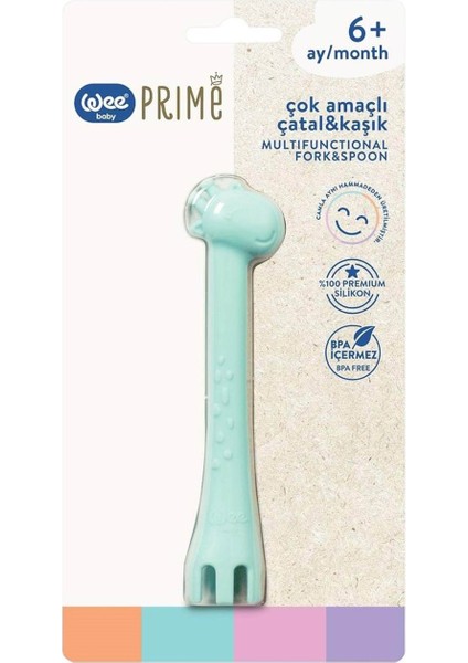 Wee Baby Prime 924 Çok Amaçlı Çatal Kaşık Yeşil 6+Ay