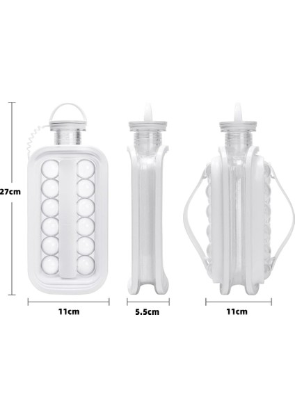 Dondurucu Için Buz Küpü Tepsileri 2'si 1 Arada Taşınabilir Buz Kalıbı Kapaklı Şişe Sıhhi Buz Makineleri 17 Buz Küpü Yapar (Yurt Dışından)