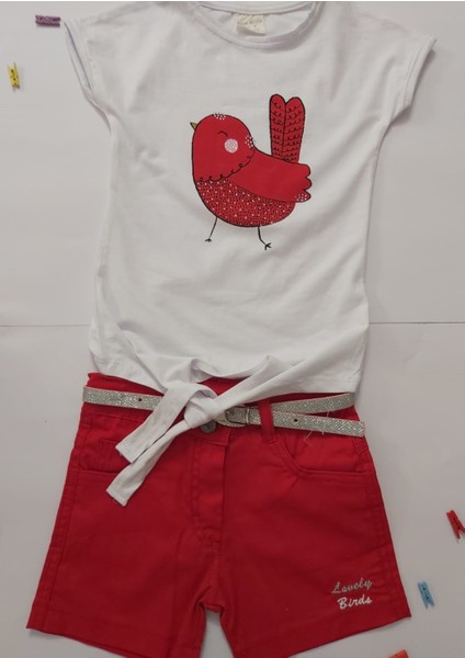 Kız Çocuk Keten Şortlu Takım