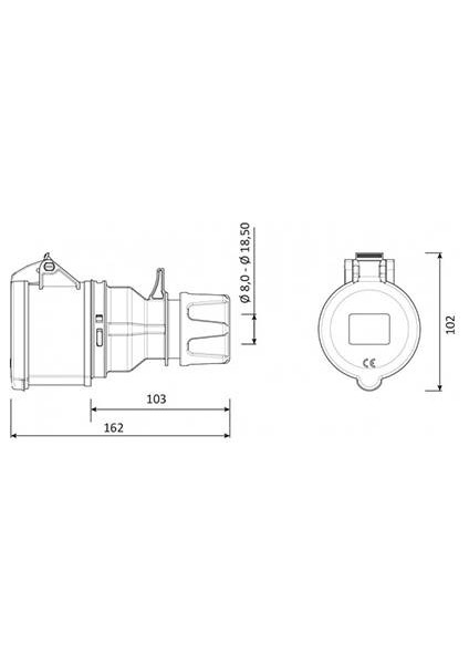 5/32A Uzatma Priz Cee Norm 380V IP44 Bem BC1-3505-2312