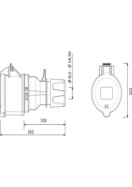 5/32A Uzatma Priz Cee Norm 380V IP44 Bem BC1-3505-2312