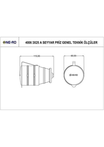 Kauçuk 3X25 A Seyyar Priz 4006