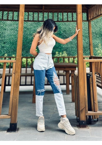 Batik Kadın Geniş Mom Jean Pantolon 1037-377 Mavi fiyatları