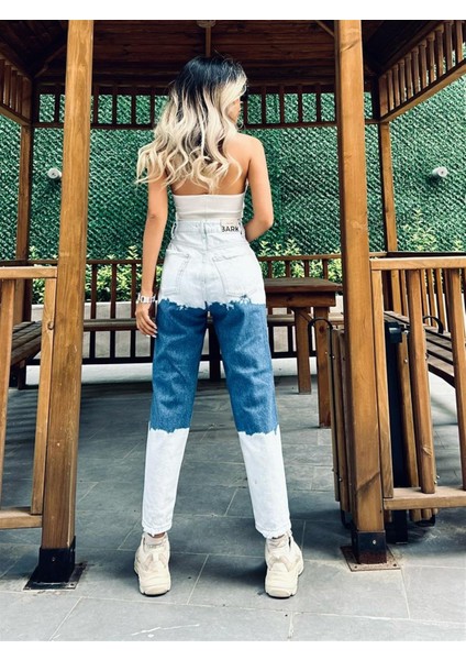 Batik Kadın Geniş Mom Jean Pantolon 1037-377 Mavi modelleri
