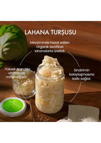 Organik Probiyotik Lahana Turşusu Lakto Fermente Sauerkraut 5 Adet x 600 gr