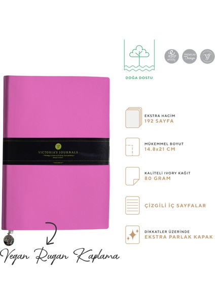 Smyth Rugan Esnek Kapak Çizgili Defter 14.8 x 21 cm Pembe