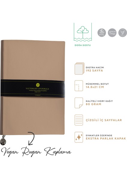 Smyth Rugan Esnek Kapak Çizgili Defter 14.8 x 21 cm Bej fiyatları
