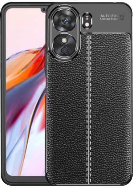 Poco M6 5g /xiaomi Redmi 13C 5g Leather Serisi Deri Efekt Silikon Kılıf - Siyah AL3337