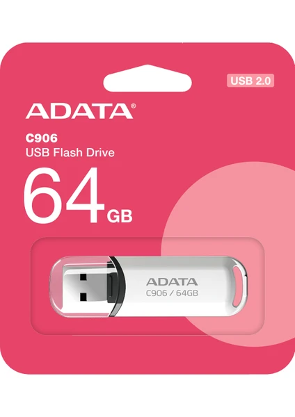 A-Data USB Flash C906 Usb2.0 64GB AC906-64G-RWH Beyaz